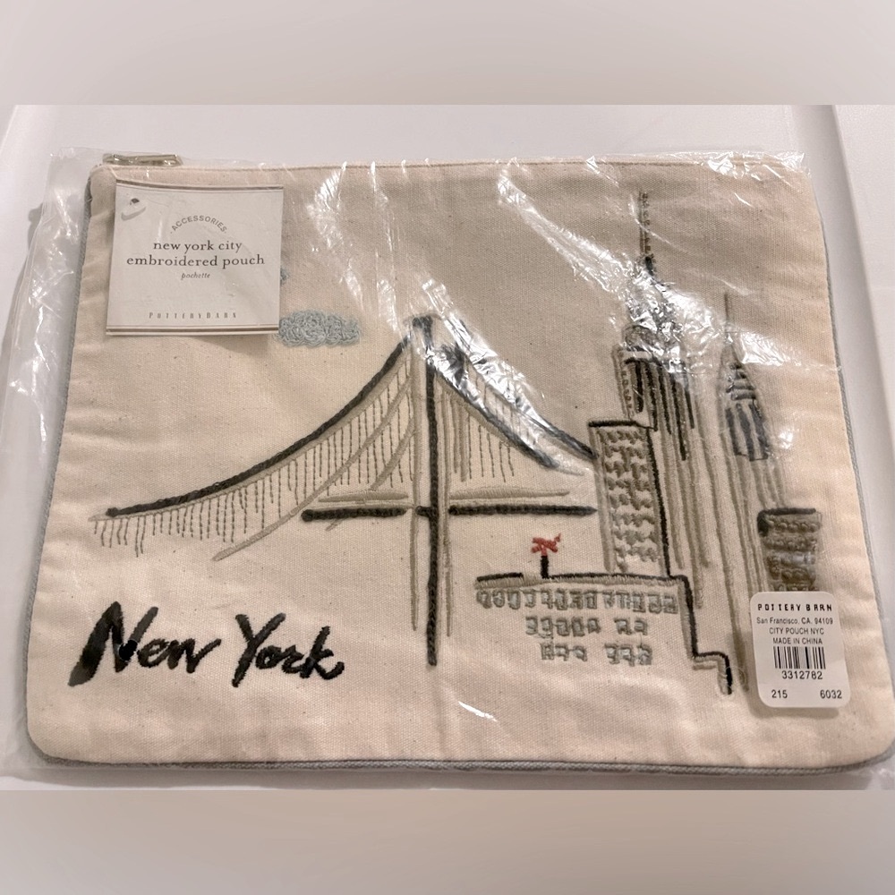 New Pottery Barn New York Embroidered Makeup Pouch, RARE! - Picture 3 of 14